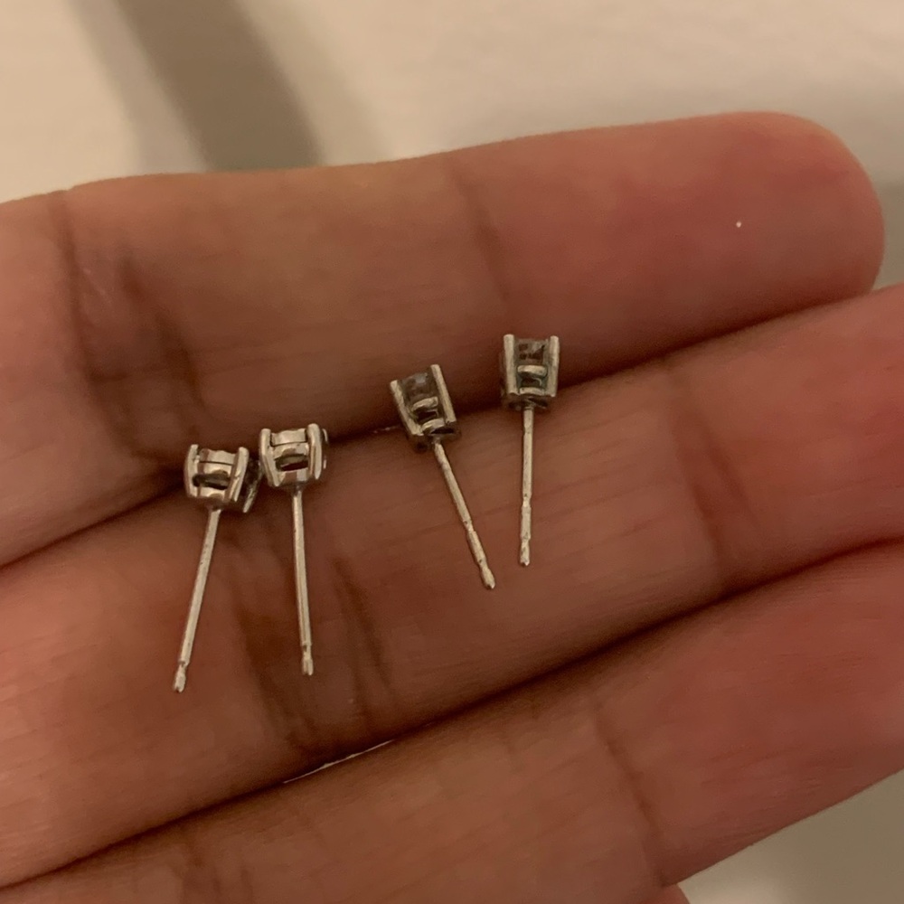 925 Solitaire Diamond Earrings - image 2